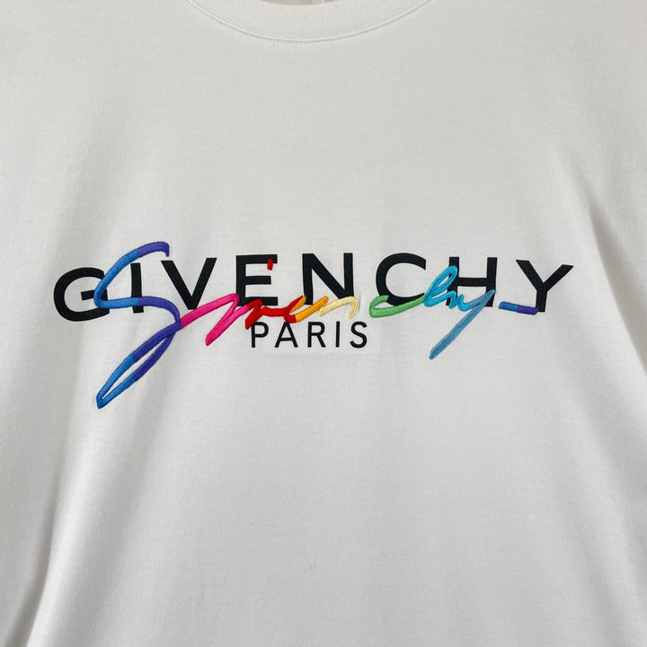 美品 GIVENCHY 半袖Tシャツ BM70RL3002 レインボーロゴ コットン メンズ L