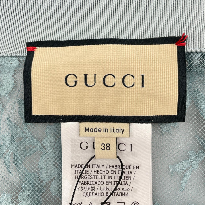 新品 GUCCI ロングスカート アシンメトリー サック ブルー ポリアミド レディース 38 699241