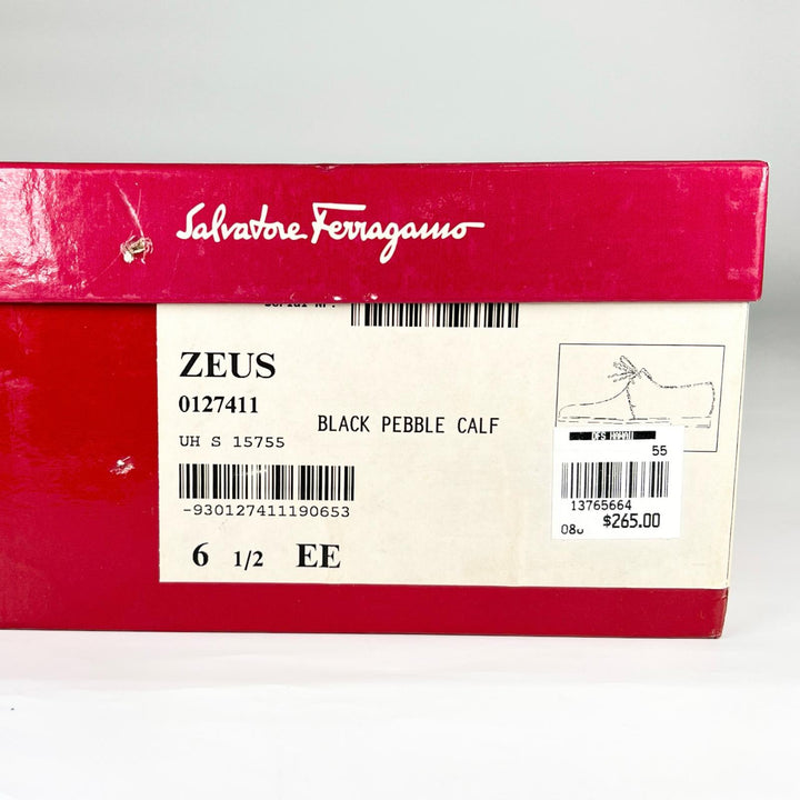 サルヴァトーレ フェラガモ レザーシューズ ZEUS プレーントゥ ブラックレザー メンズ 6.5