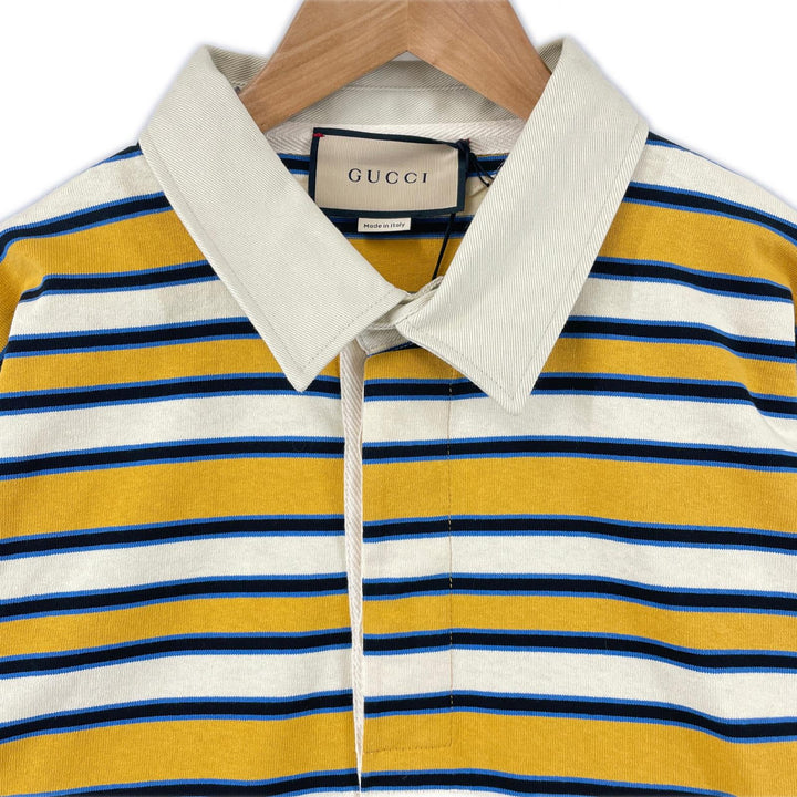 新品 GUCCI 長袖ポロシャツ バックマルチカラー コットン メンズ L 758531