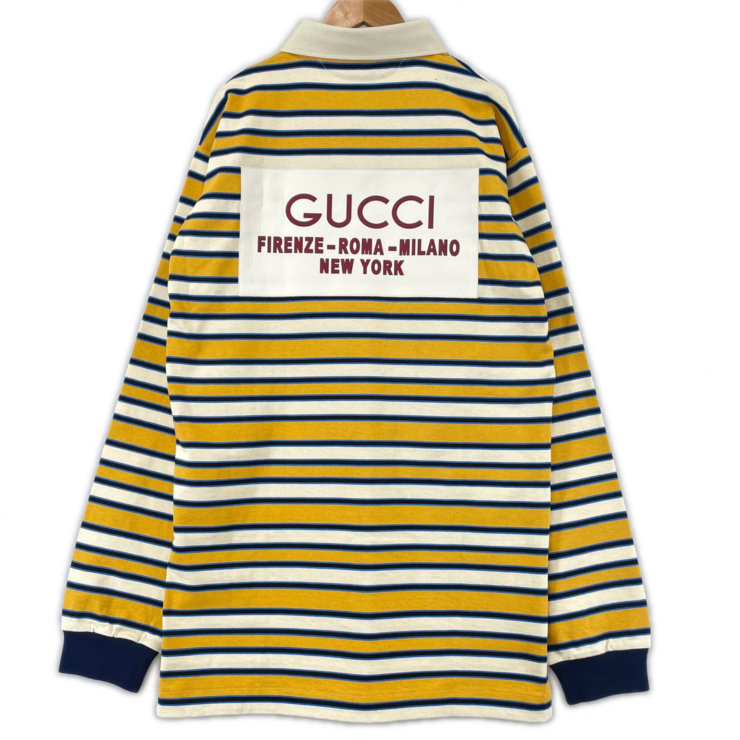 新品 GUCCI 長袖ポロシャツ バックマルチカラー コットン メンズ L 758531