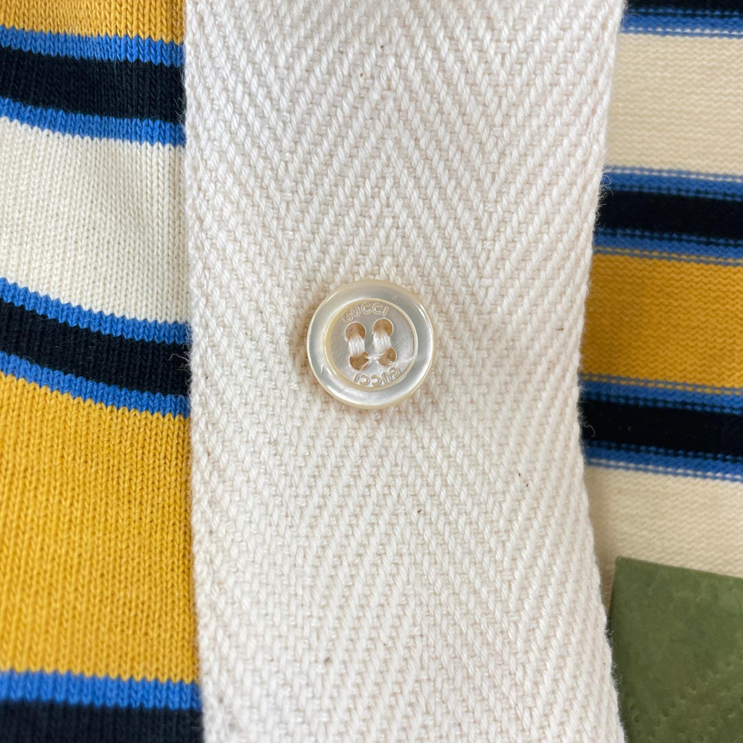 新品 GUCCI 長袖ポロシャツ バックマルチカラー コットン メンズ L 758531