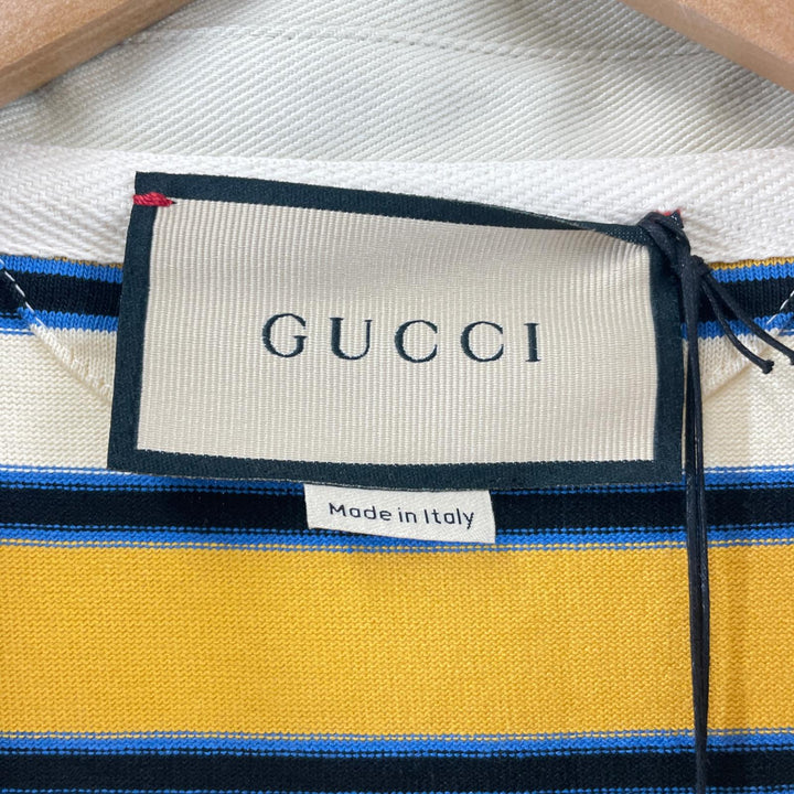 新品 GUCCI 長袖ポロシャツ バックマルチカラー コットン メンズ L 758531