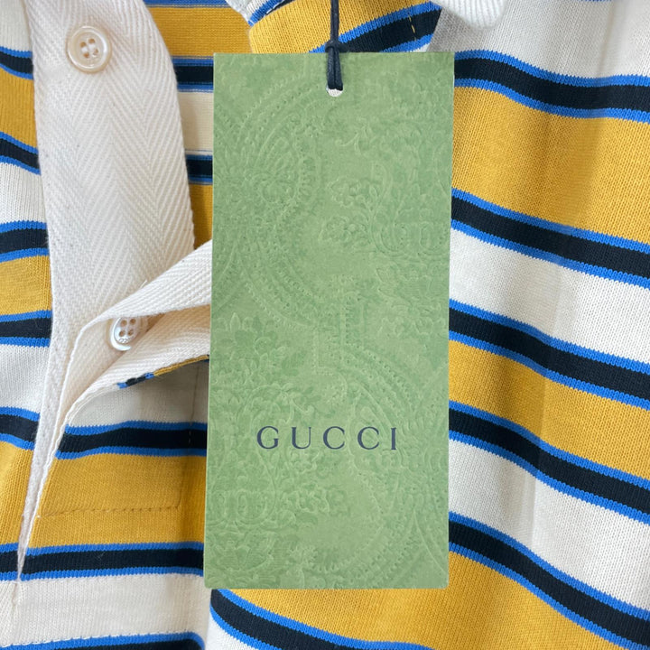 新品 GUCCI 長袖ポロシャツ バックマルチカラー コットン メンズ L 758531