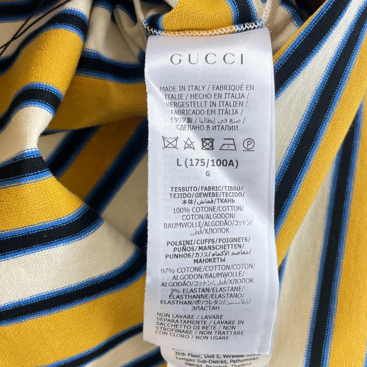 新品 GUCCI 長袖ポロシャツ バックマルチカラー コットン メンズ L 758531