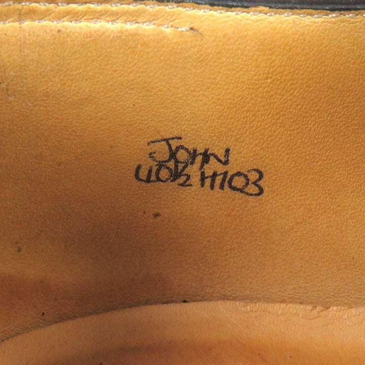 非常に良い HERMES JOHN LOBB ドレスシューズ ウィングチップ メダリオン レースアップ ブラウン レザー メンズ 40.5