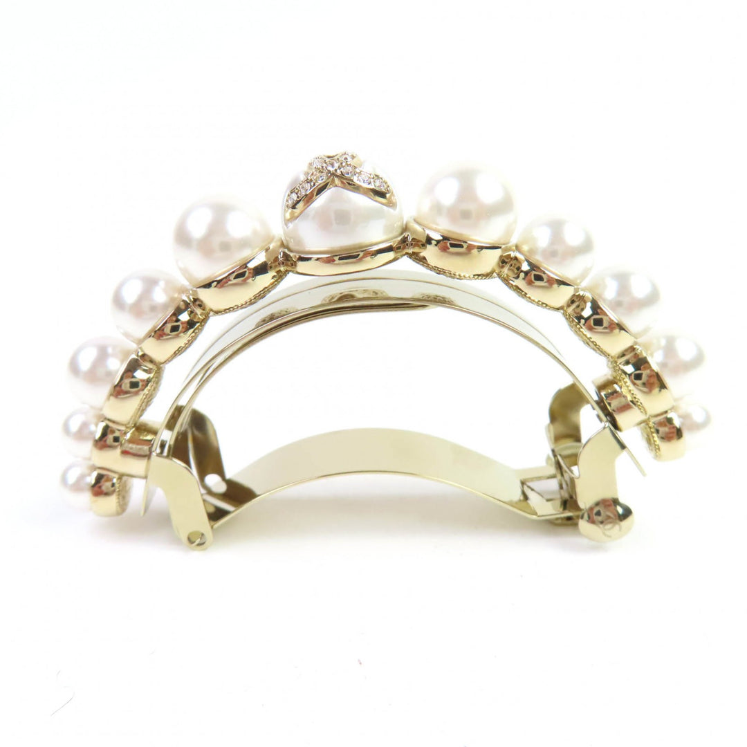 Excellent CHANEL Valletta COCO Mark Stone and Pearl Hair Accessory ー Women I22S