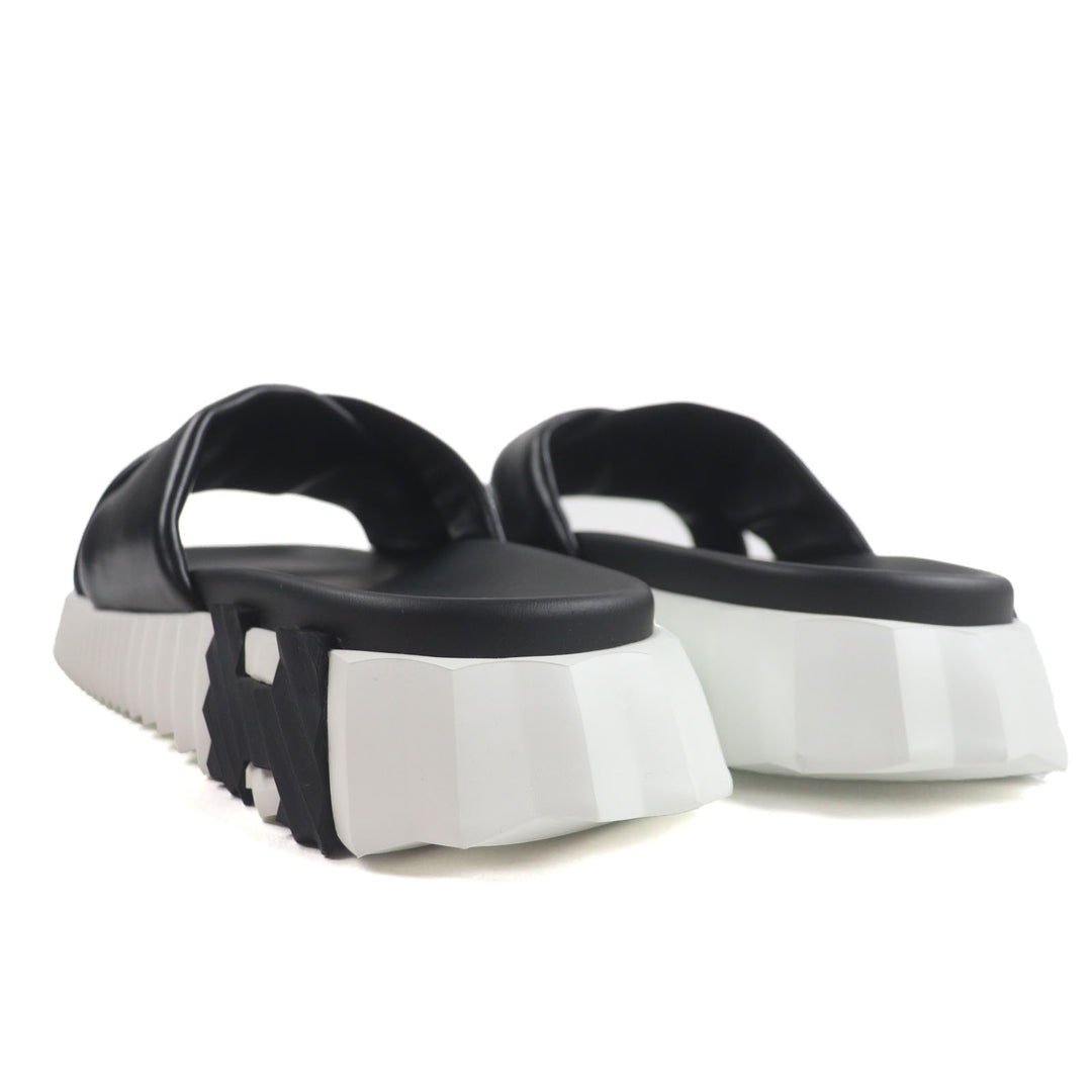 Excellent HERMES Sandals infrastructure TechnoSandal Slides black leather mens39