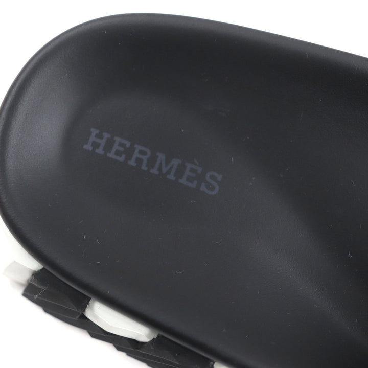 Excellent HERMES Sandals infrastructure TechnoSandal Slides black leather mens39