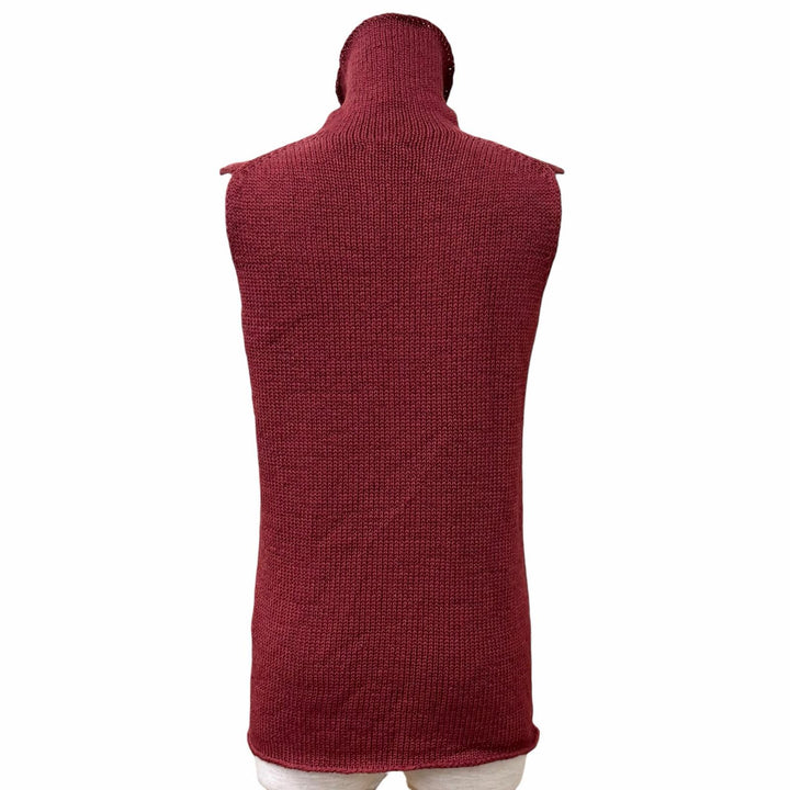Great HERMES tops Margiela era high-neck sleeveless knit Bordeaux silk Women XS