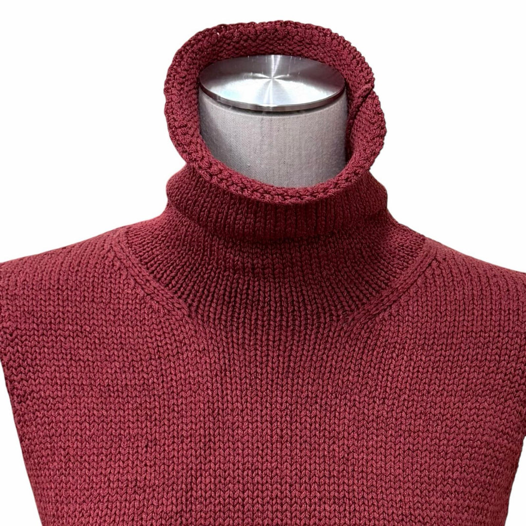 Great HERMES tops Margiela era high-neck sleeveless knit Bordeaux silk Women XS