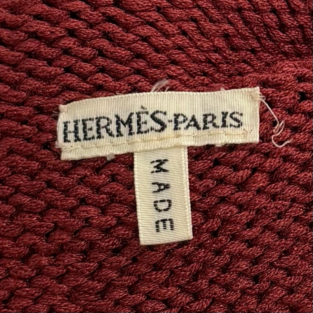 Great HERMES tops Margiela era high-neck sleeveless knit Bordeaux silk Women XS