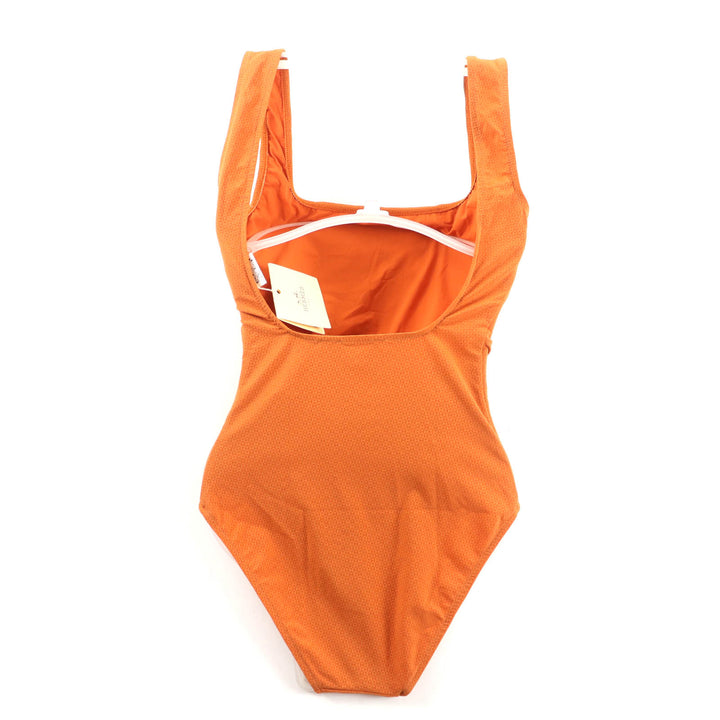 Excellent HERMES one piece Margiela-era H motif swimwear Orange Nylon Women 36