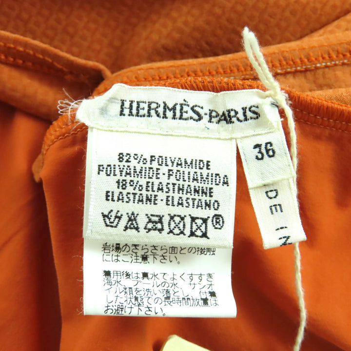 Excellent HERMES one piece Margiela-era H motif swimwear Orange Nylon Women 36