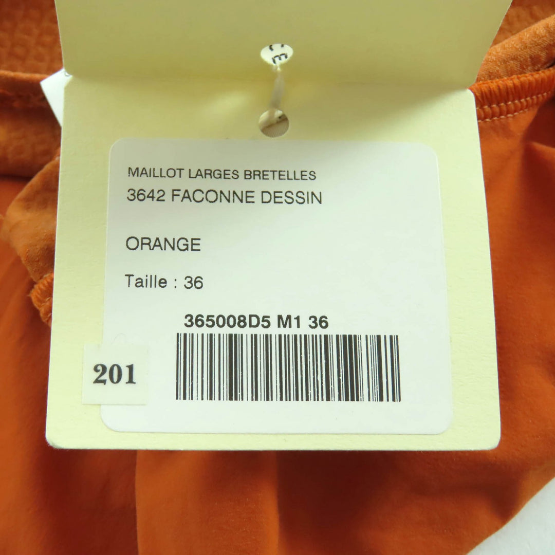 Excellent HERMES one piece Margiela-era H motif swimwear Orange Nylon Women 36