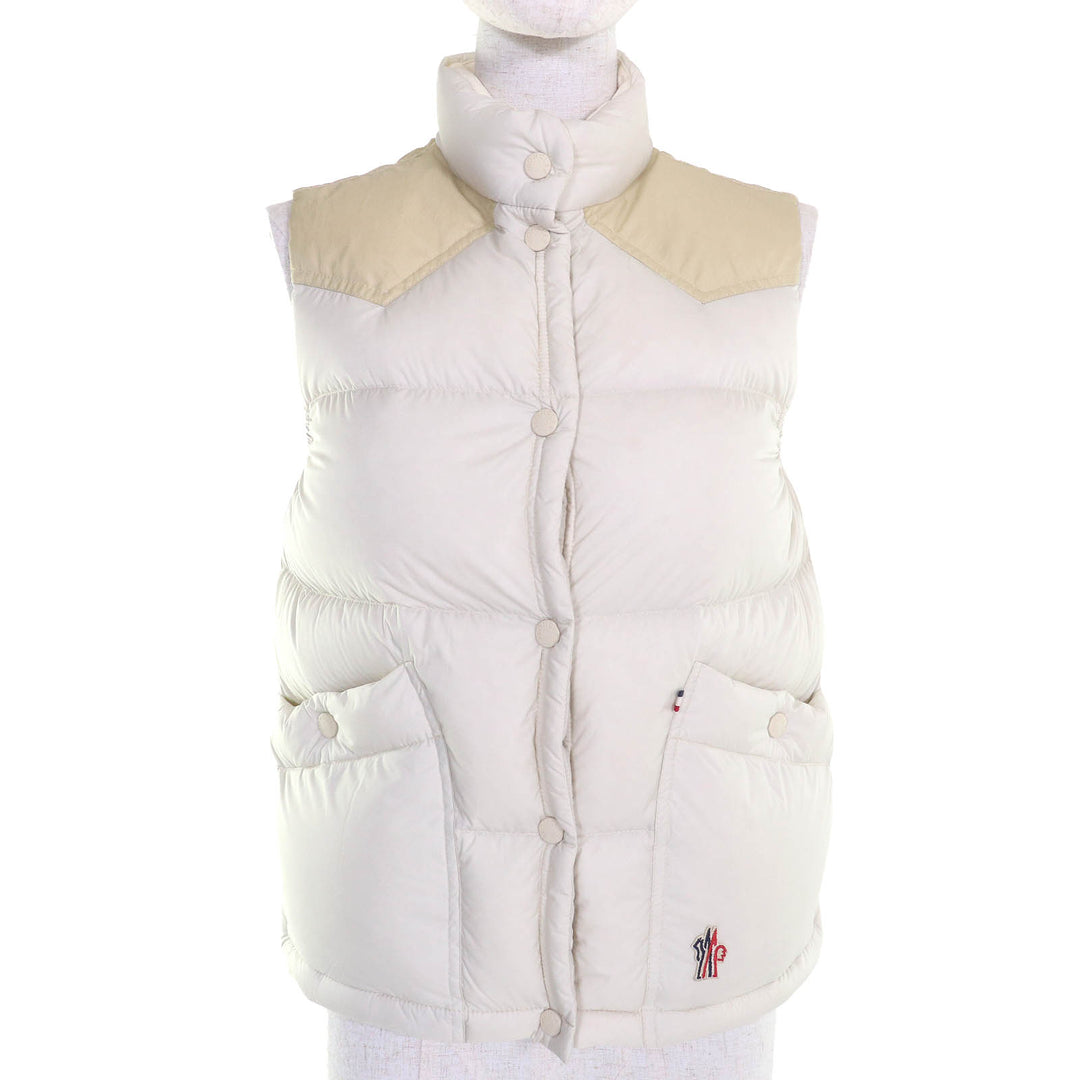 MONCLER GRENOBLE ダウンベスト SORAPIS ロゴパッチ ロゴボタン オフホワイト レディース 0