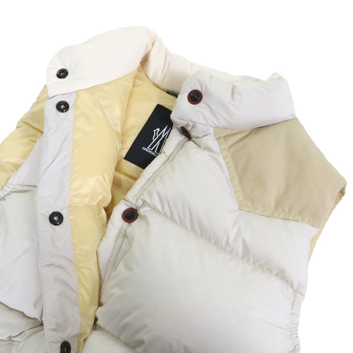 MONCLER GRENOBLE ダウンベスト SORAPIS ロゴパッチ ロゴボタン オフホワイト レディース 0