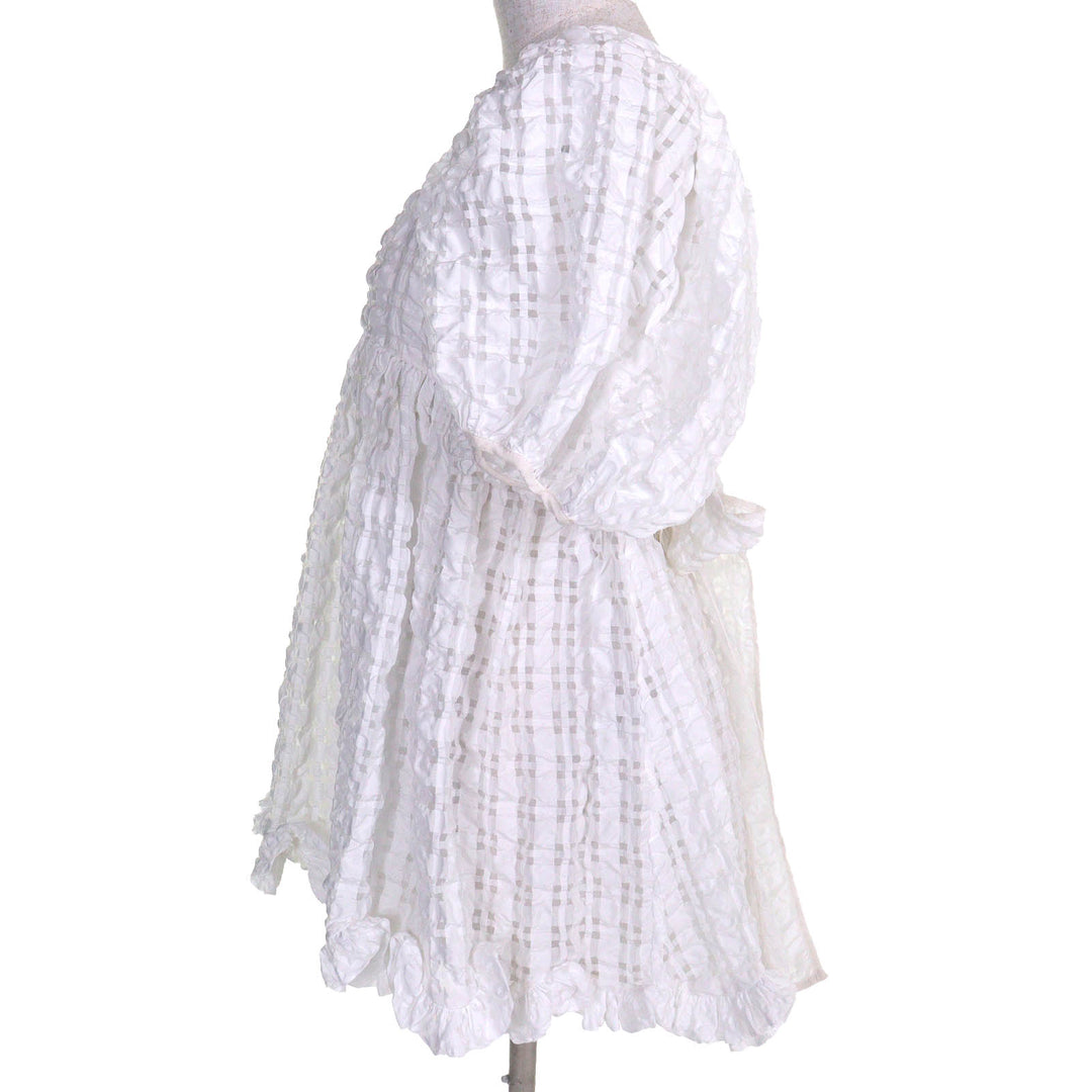 Great CECILIE BAHNSEN blouse VEGTA BLOUSE Plaid Puff Sleeve Flare J05DL0103