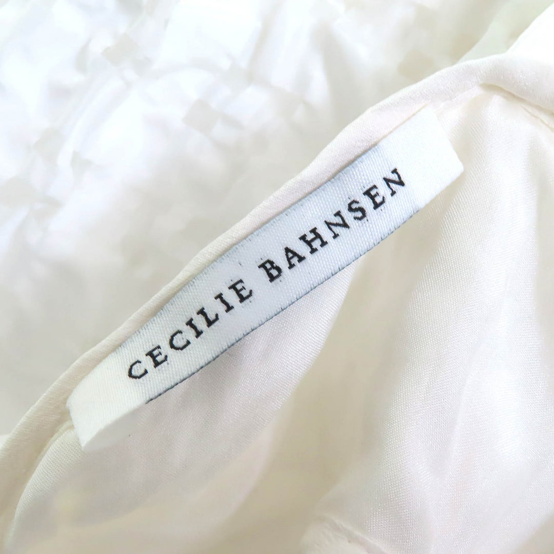 素晴らしい CECILIE BAHNSEN ブラウス VEGTA BLOUSE チェック柄 パフスリーブ フレア ホワイト J05DL0103
