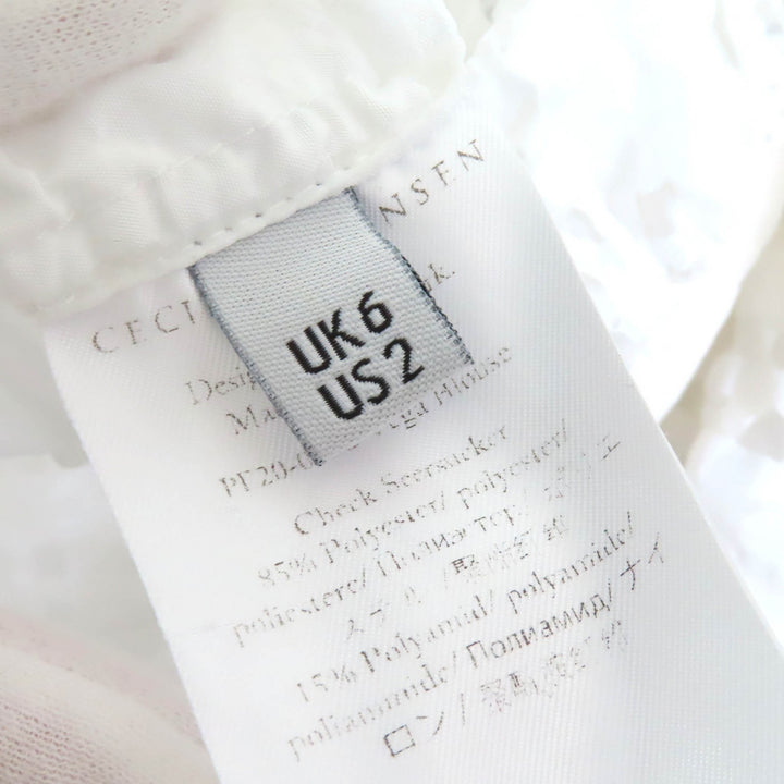 素晴らしい CECILIE BAHNSEN ブラウス VEGTA BLOUSE チェック柄 パフスリーブ フレア ホワイト J05DL0103