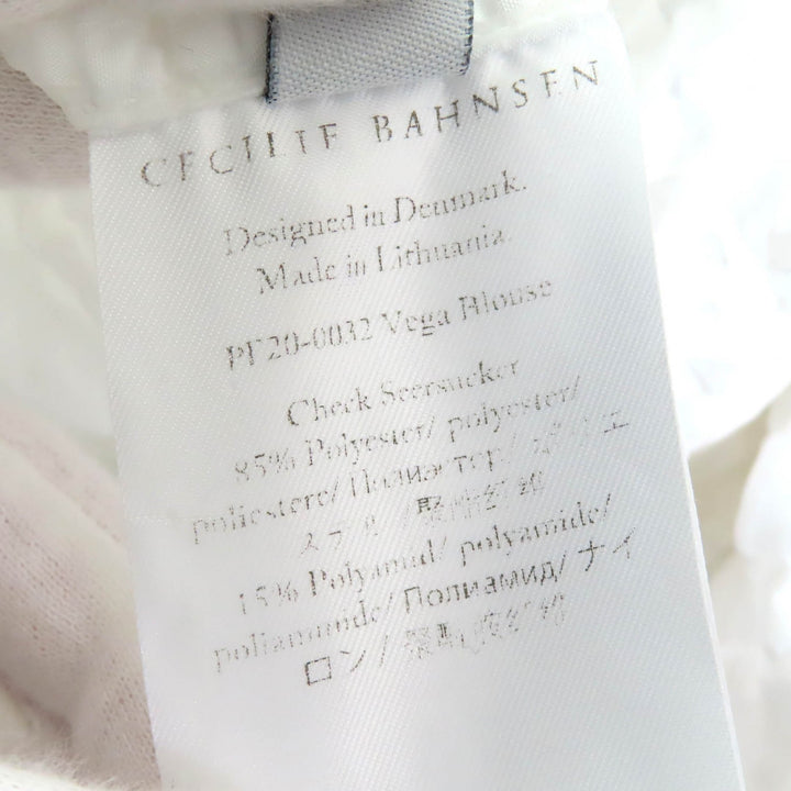 素晴らしい CECILIE BAHNSEN ブラウス VEGTA BLOUSE チェック柄 パフスリーブ フレア ホワイト J05DL0103