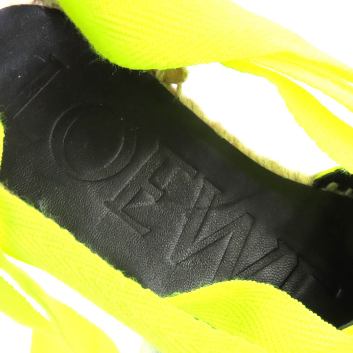 Pristine LOEWE Sandals Lace-up espadrilles with jewels Neon yellow Jute Women 36