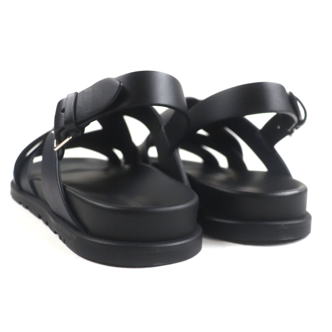 Pristine HERMES Sandals Hercules Black navy leather mens 44