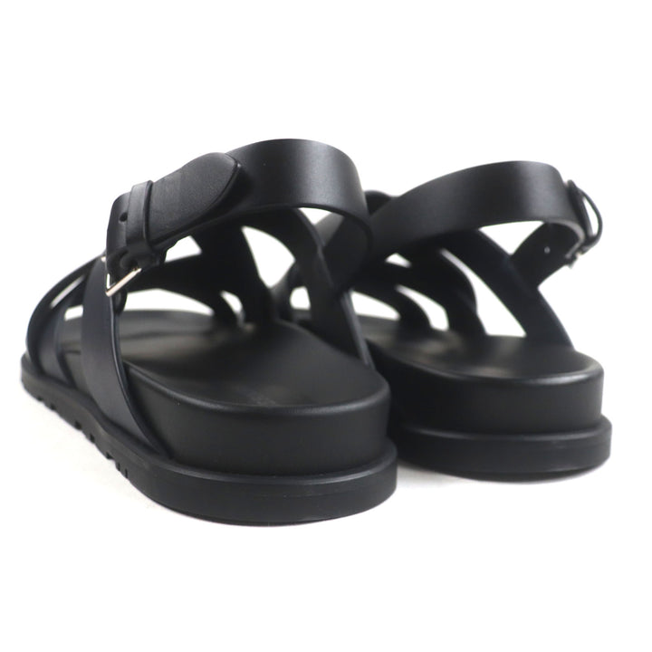Pristine HERMES Sandals Hercules Black navy leather mens 44