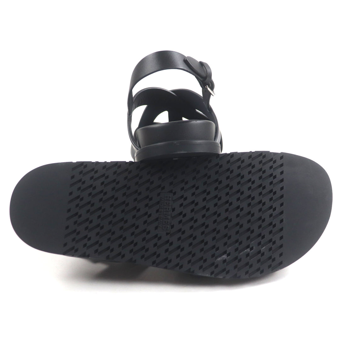 Pristine HERMES Sandals Hercules Black navy leather mens 44