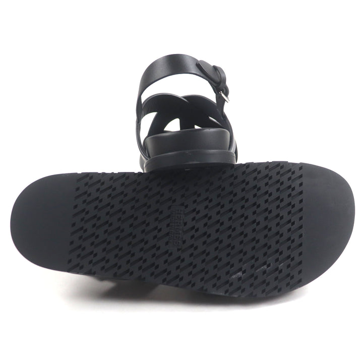 Pristine HERMES Sandals Hercules Black navy leather mens 44