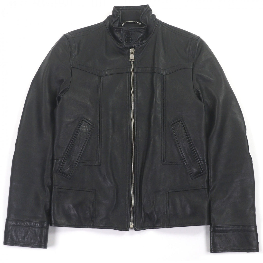 Great DOLCE&GABBANA leather jacket Black tag elbow patch black