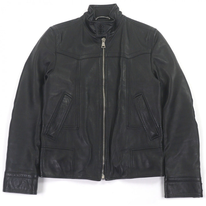 Great DOLCE&GABBANA leather jacket Black tag elbow patch black