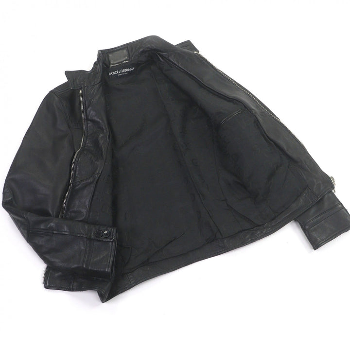Great DOLCE&GABBANA leather jacket Black tag elbow patch black