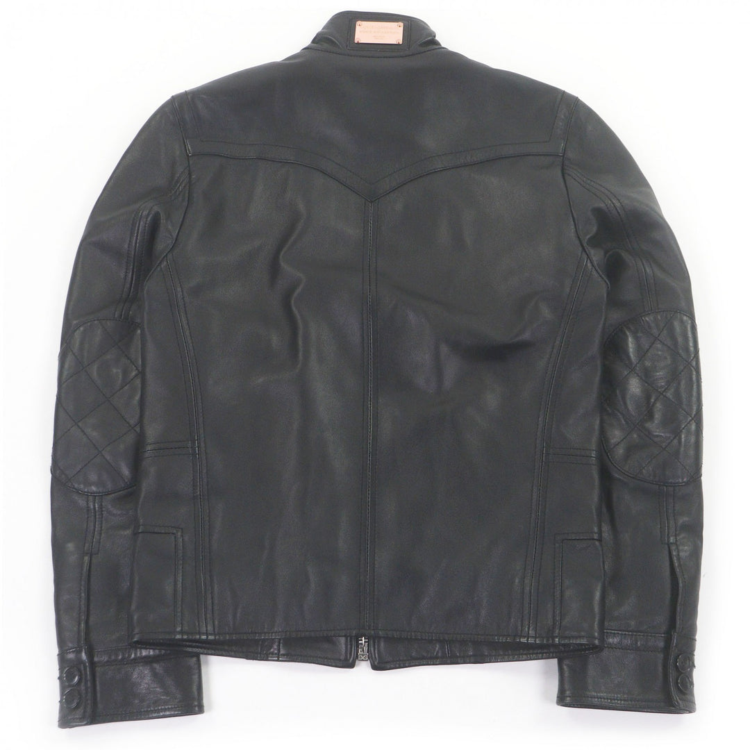 Great DOLCE&GABBANA leather jacket Black tag elbow patch black