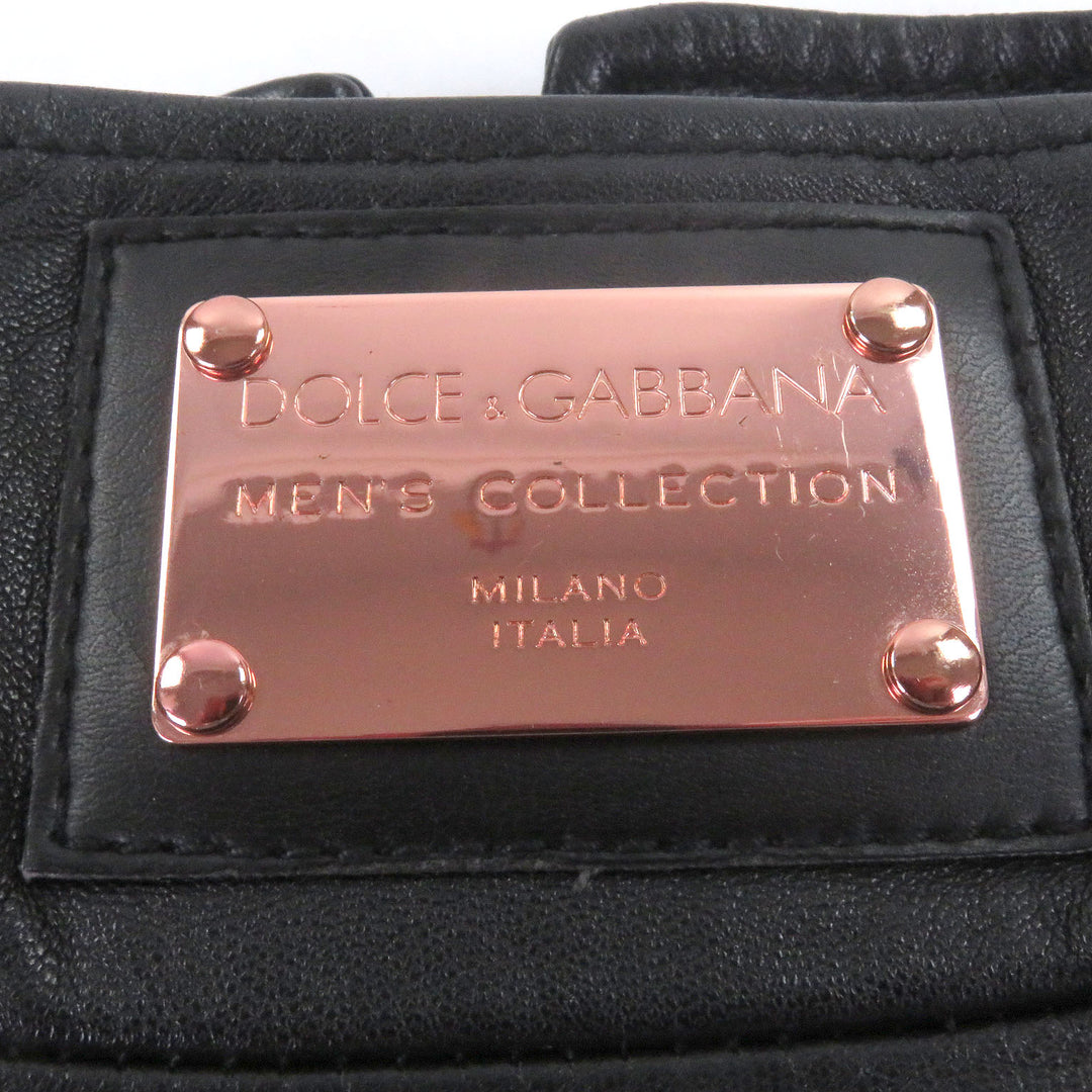 Great DOLCE&GABBANA leather jacket Black tag elbow patch black