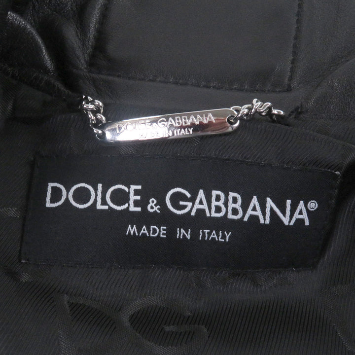 Great DOLCE&GABBANA leather jacket Black tag elbow patch black