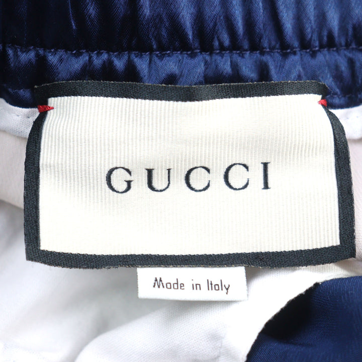 GUCCI ショートパンツ サテン GGスター ドローストリング ネイビー アイボリー レッド アセテート メンズ 44 575325