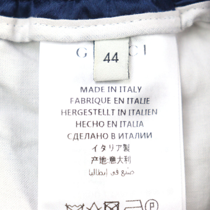 GUCCI ショートパンツ サテン GGスター ドローストリング ネイビー アイボリー レッド アセテート メンズ 44 575325