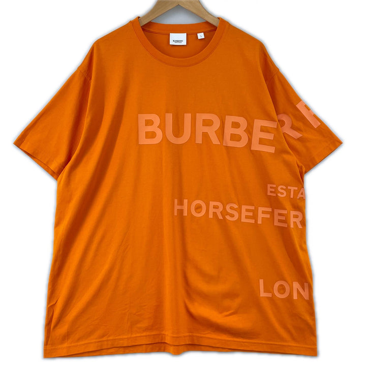 素晴らしい BURBERRY 半袖 Tシャツ ホースフェリープリント オレンジ コットン メンズ L 8040692