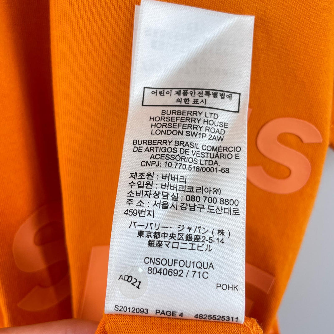 Excellent BURBERRY T-shirt Horse ferry print Orange cotton mens L 8040692