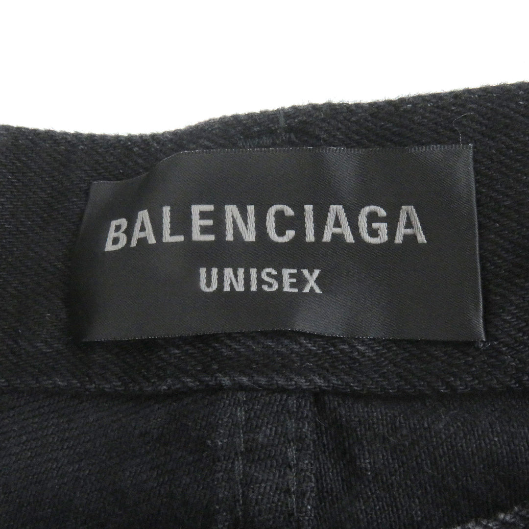 BALENCIAGA デニムパンツ スーパーデストロイデニムパンツ ブラック コットン メンズ S 745248