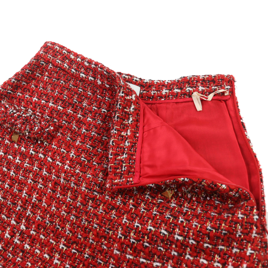 素晴らしいVALENTINOショートパンツ レッドウール レディース 38 VB3RA769677