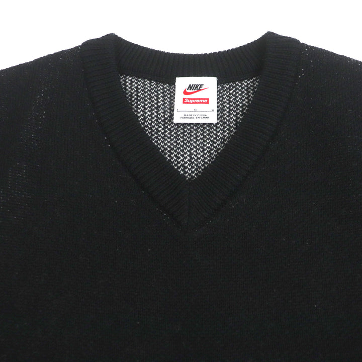 Excellent Supreme NIKE Best Sweater Vest black polyester mens L HF9638-010