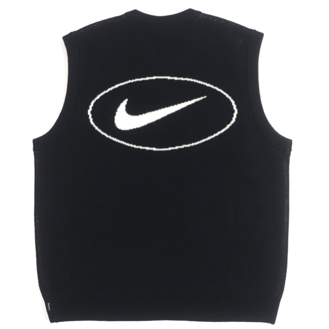 Excellent Supreme NIKE Best Sweater Vest black polyester mens L HF9638-010