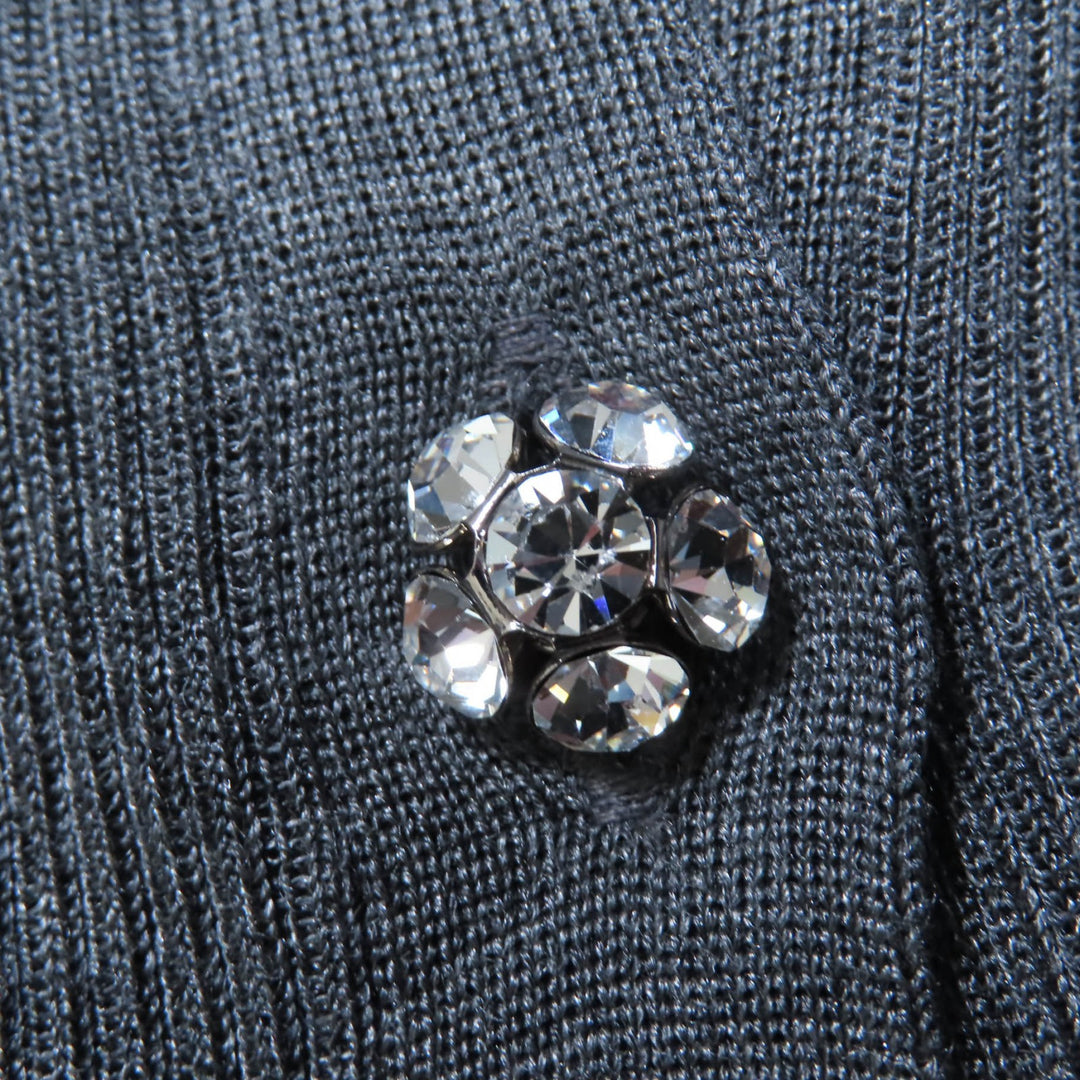 Excellent PRADA tops Rhinestone knit polo shirt gray silk Women 38 P24I1L