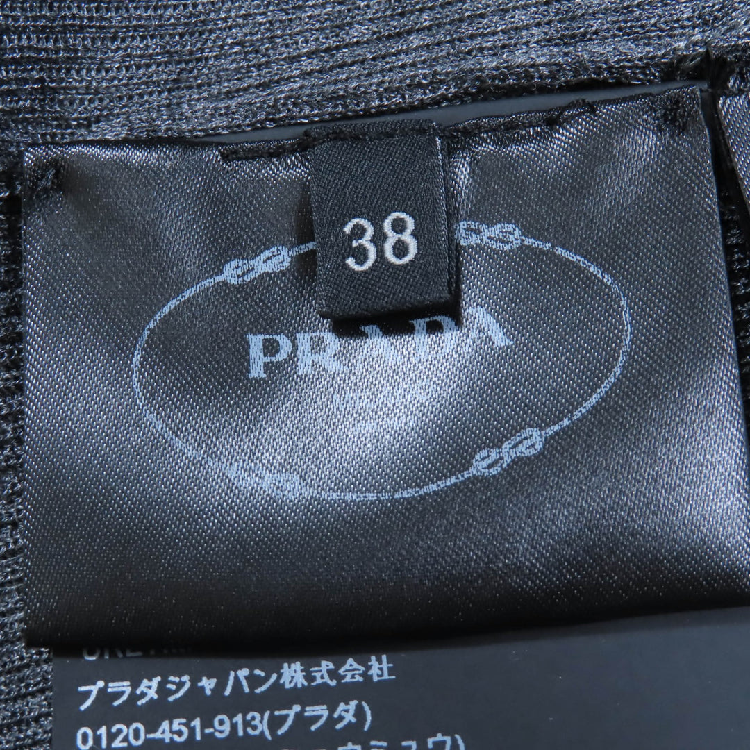 素晴らしいPRADAトップスラインストーンニット半袖ポロシャツグレーシルクレディース38 P24I1L