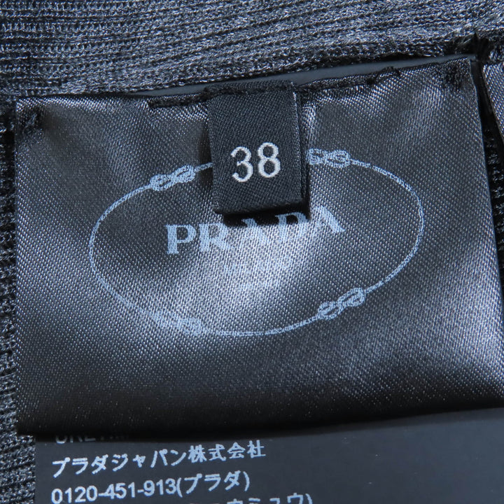 素晴らしいPRADAトップスラインストーンニット半袖ポロシャツグレーシルクレディース38 P24I1L