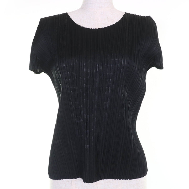 PLEATS PLEASE プリーツプリーズ Tシャツ 総柄 半袖 ブラック レディース 3 PP41-JK793 美品