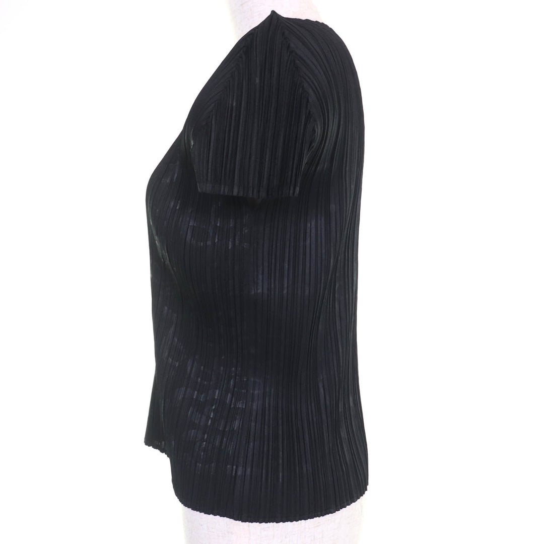 PLEATS PLEASE プリーツプリーズ Tシャツ 総柄 半袖 ブラック レディース 3 PP41-JK793 美品