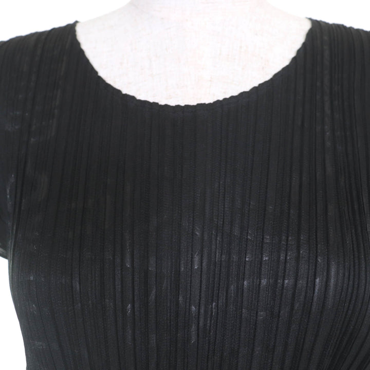 PLEATS PLEASE プリーツプリーズ Tシャツ 総柄 半袖 ブラック レディース 3 PP41-JK793 美品